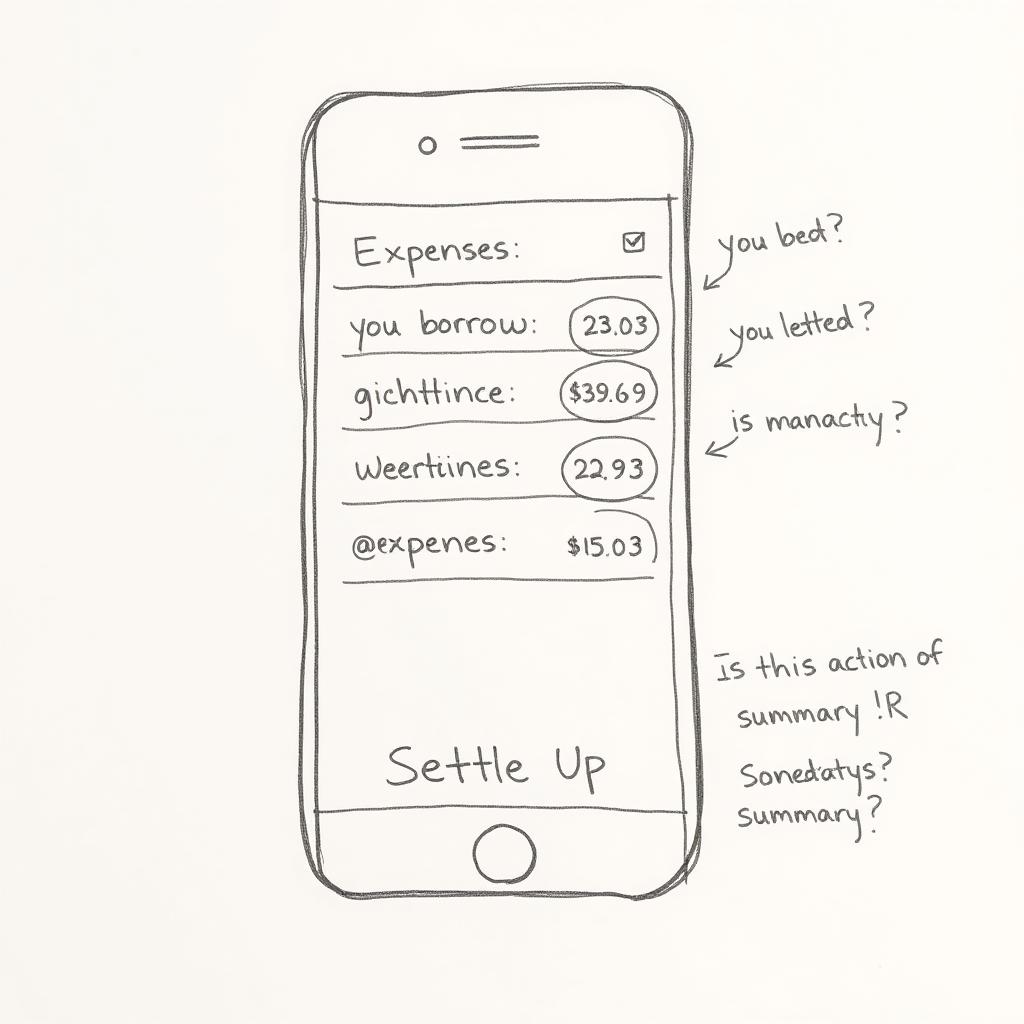 Hand-drawn sketch of HomEase Expenses