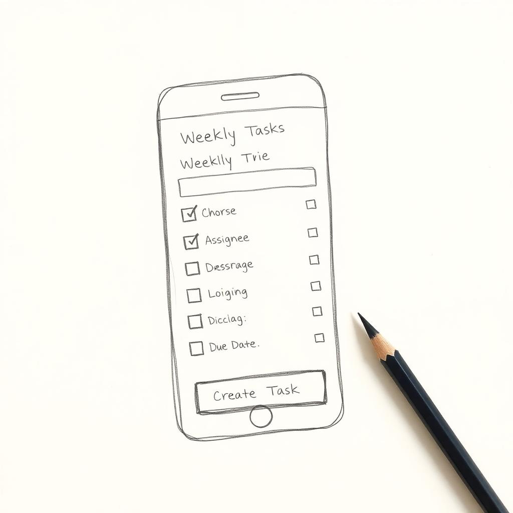 Hand-drawn sketch of HomEase Tasks